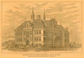 Engraving of Steelton High School, from the back cover.