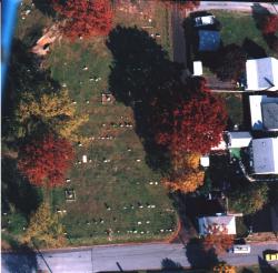 Midland Cemetery from the air, October 1999.  Click for a larger view.