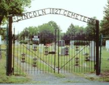 Front iron entrance gates of Lincoln Cemetery.