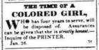Slave ad from the Adams (Gettysburg) Sentinel, 27 January 1830