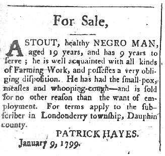 Patrick Hayes offers for sale a 19 year old man.