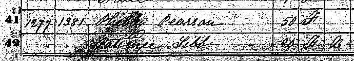 scan of 1850 census line enumerating Patience Sibb, age 85