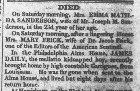 Death notice for kidnapped child James Daily