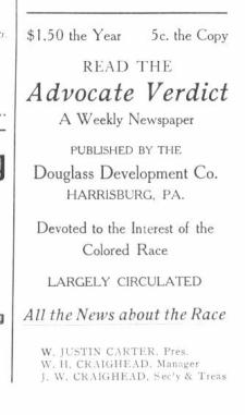 1910 advertisement for the Advocate-Verdict newspaper.