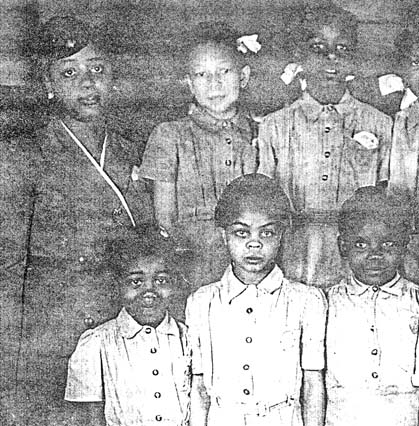 Group portrait of African American Girl Scout troop, Steelton.  Click for the full image.