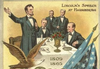 Postcard: Lincoln's Speech at Harrisburg